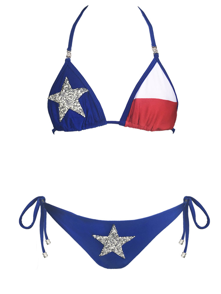 TEXAS FLAG STRING BIKINI - DON'T MESS WITH TEXAS - sz XL Tx Lonestar  swimsuit